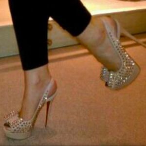Christian Louboutin Lady Clou Spike Nude Slingback